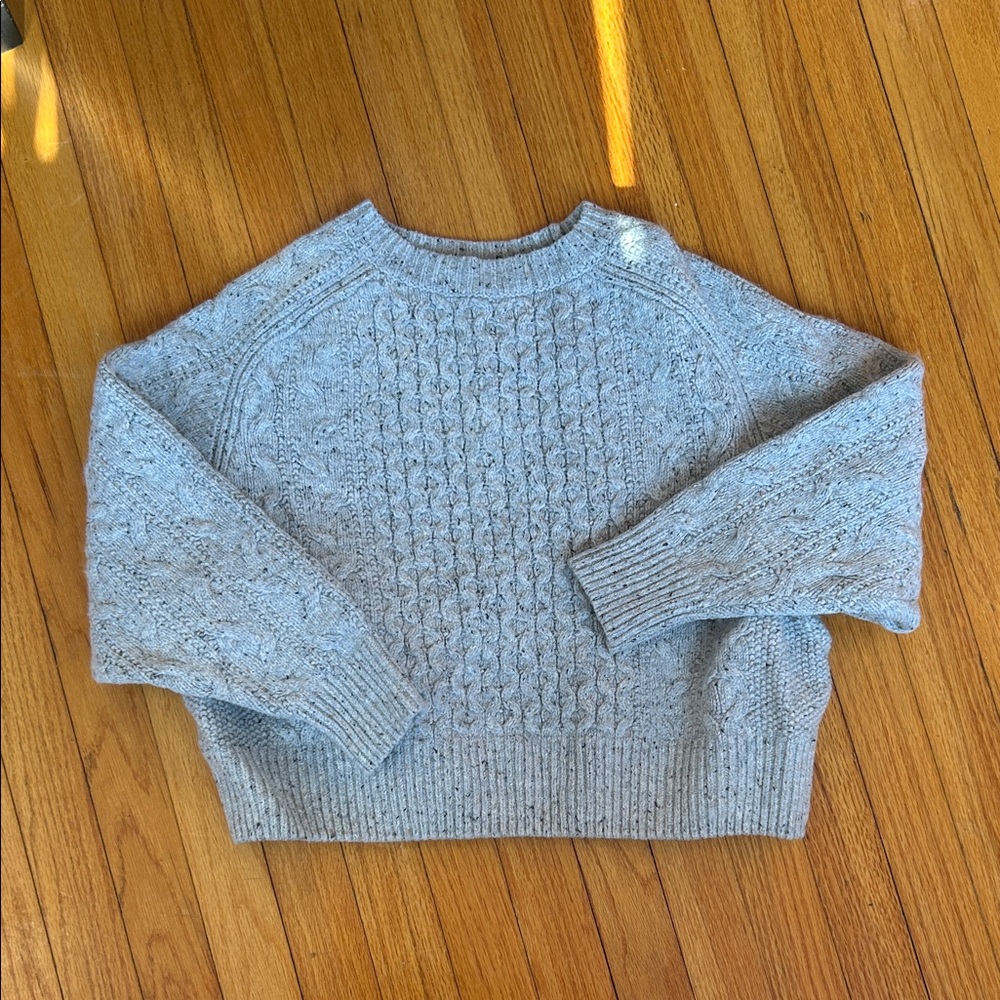 Light Blue Cable Knit Women’s Cropped Sweater